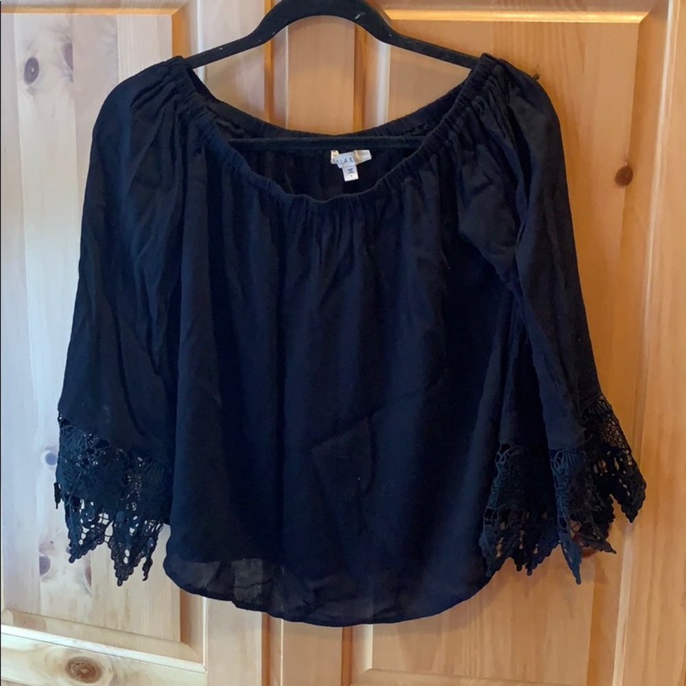 off the shoulder long sleeve shirt